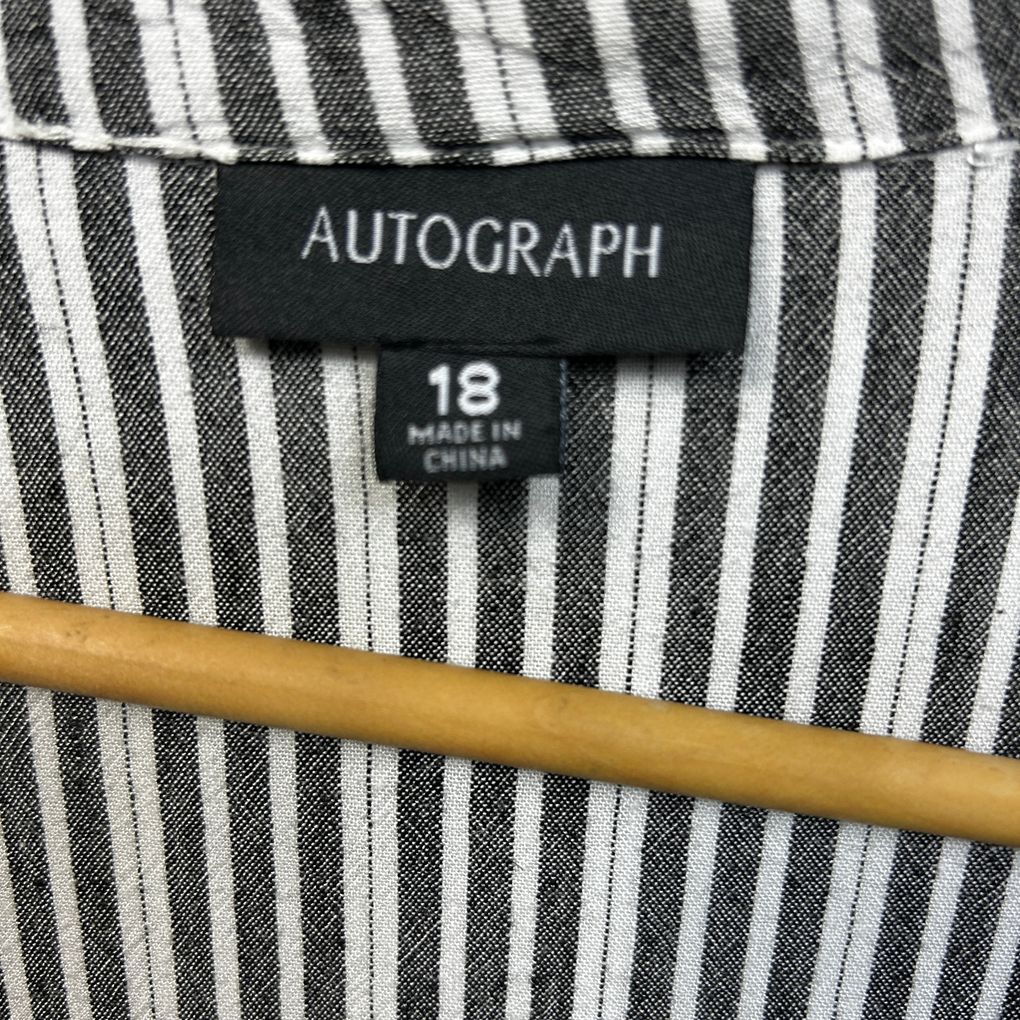 Autograph Black and White Striped Button Up Shirt - Size 18 (fault)