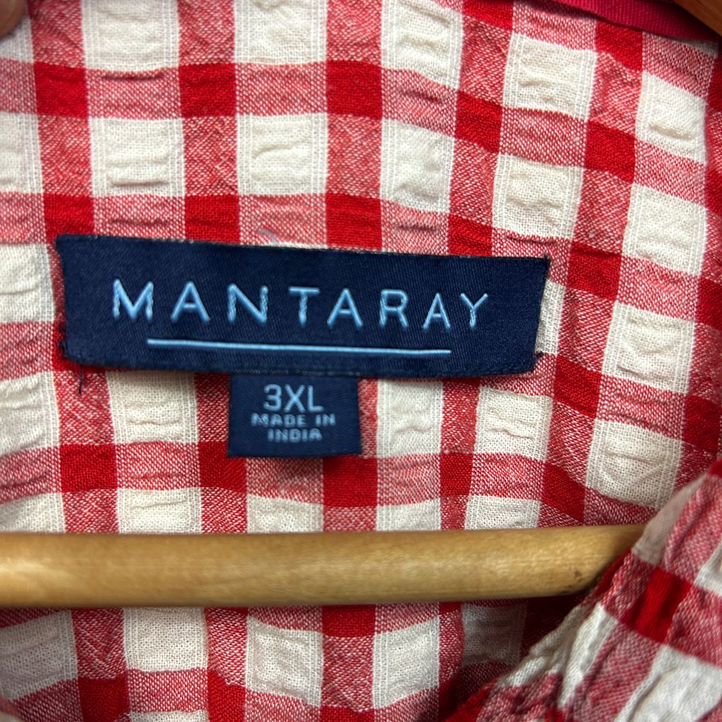 Mantaray Red Check Cotton Mens Shirt - Size 3XL