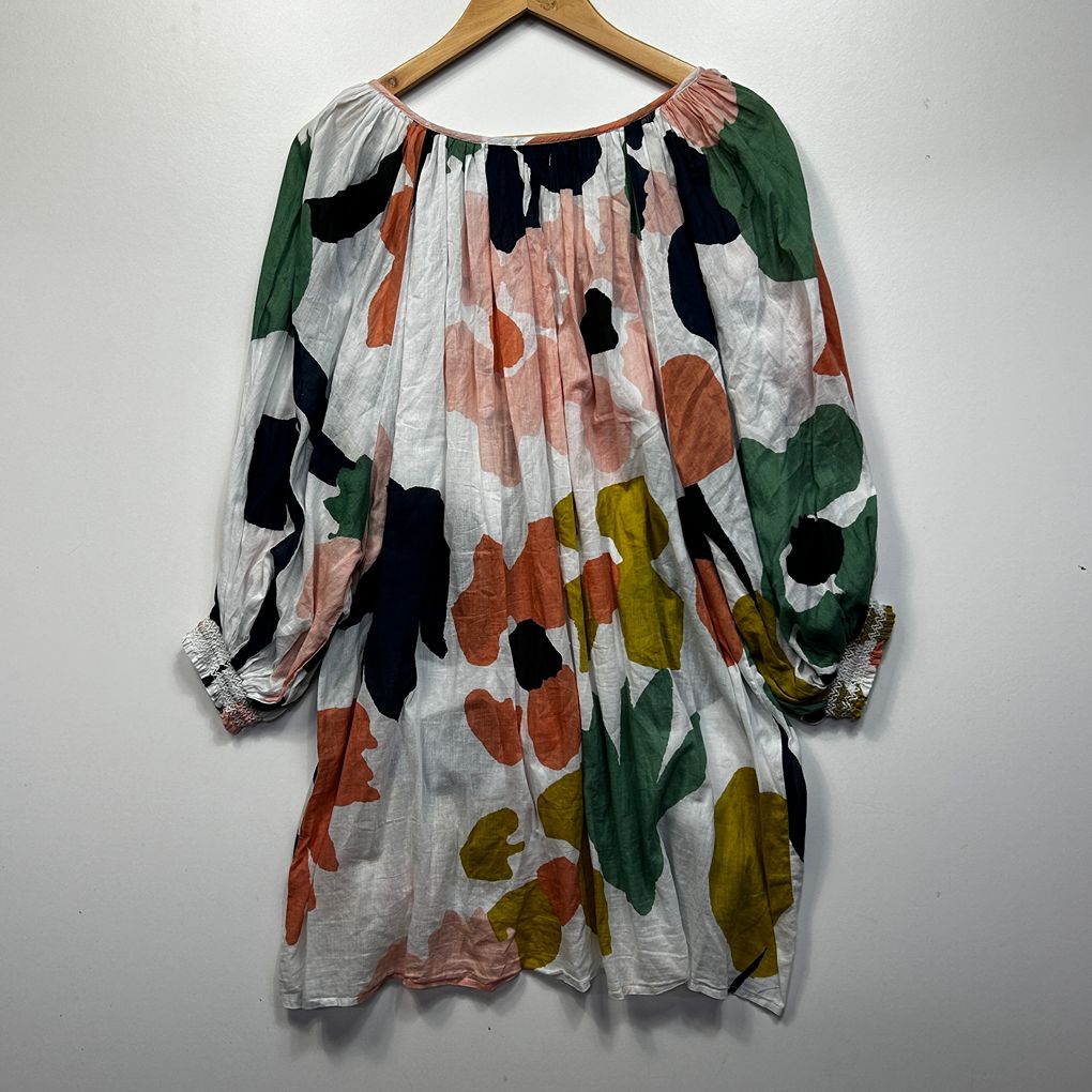 Adrift White Multicoloured Print Cotton Top - Size 2XL