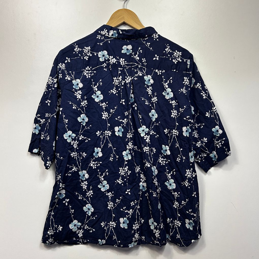 Millers Navy Floral Plus Size Cotton Shirt - Size 22