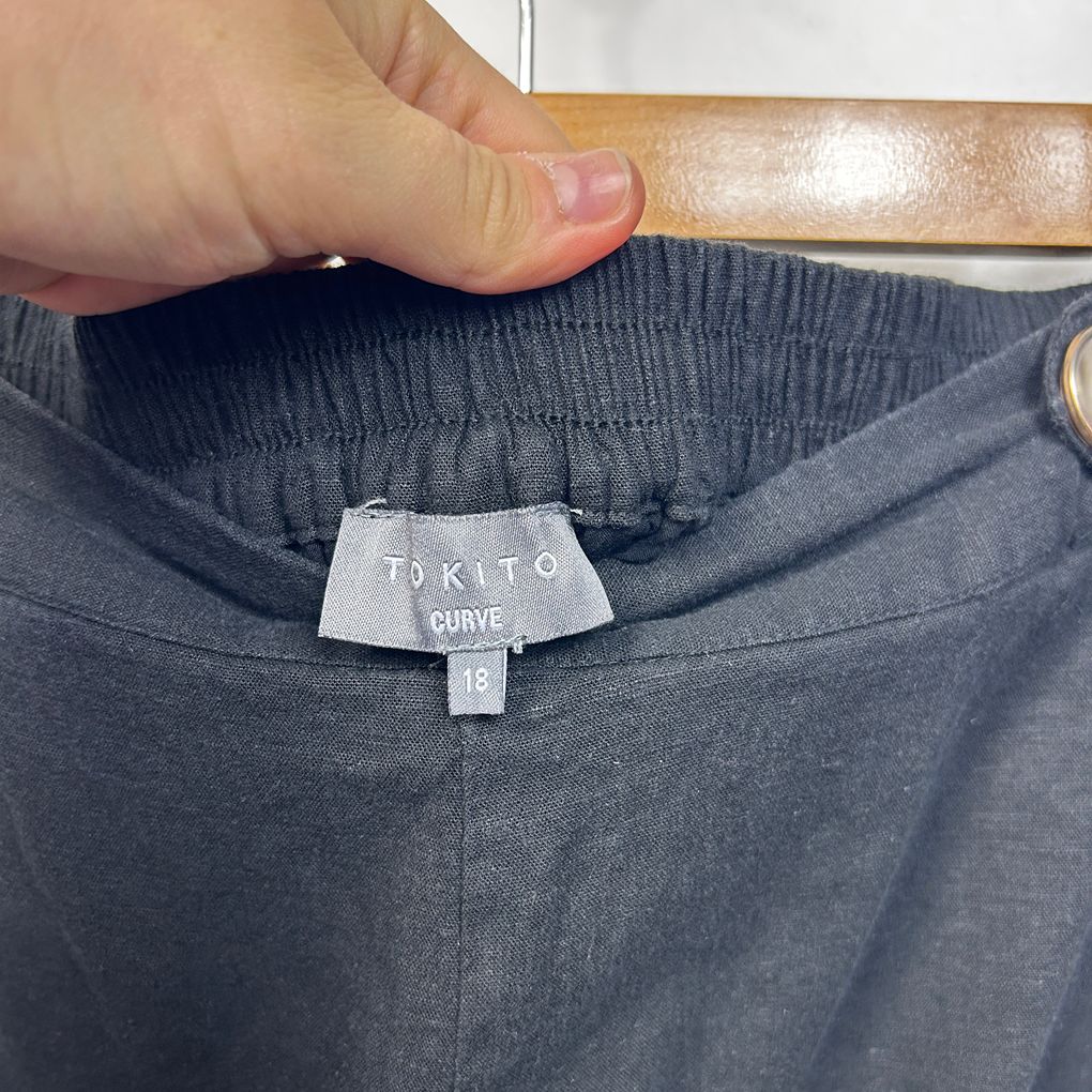 Tokito Black Plus Size Linen Pants - Size 18