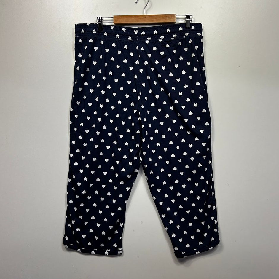 Sussan Navy Plus Size Heart Print Sleep 3/4 Pants - Size XXL