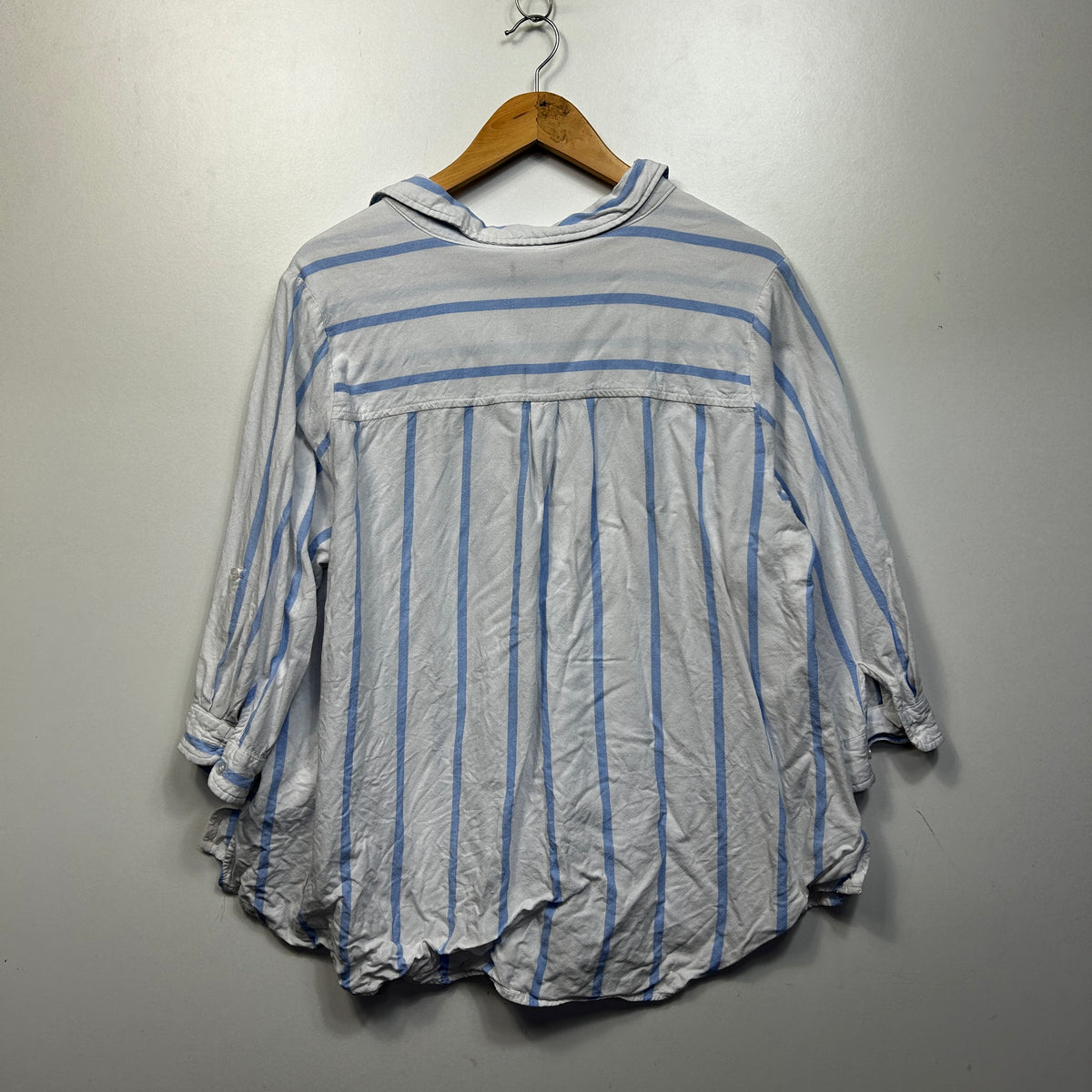 Autograph White Striped Plus Size Linen Shirt - Size 18