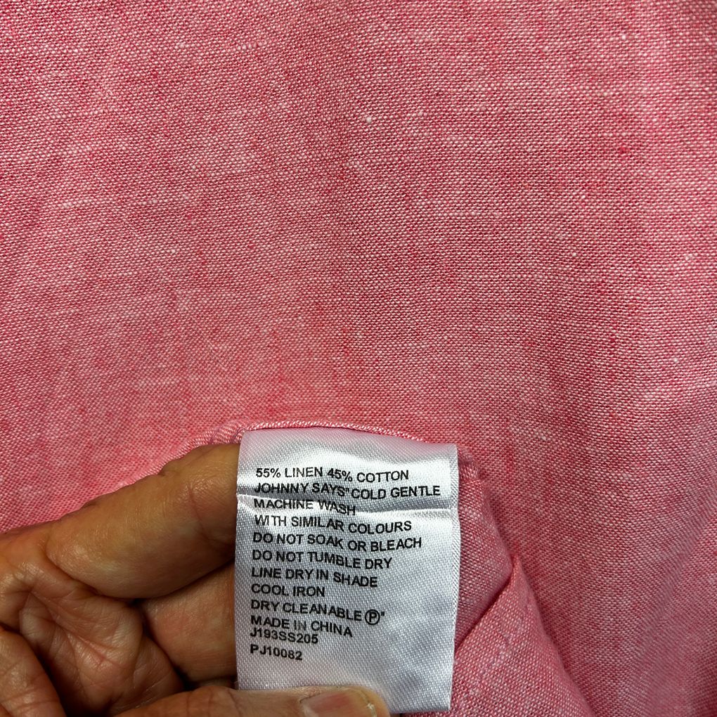 Johnny Bigg Pink Linen Short Sleeve Shirt - Size 6XL