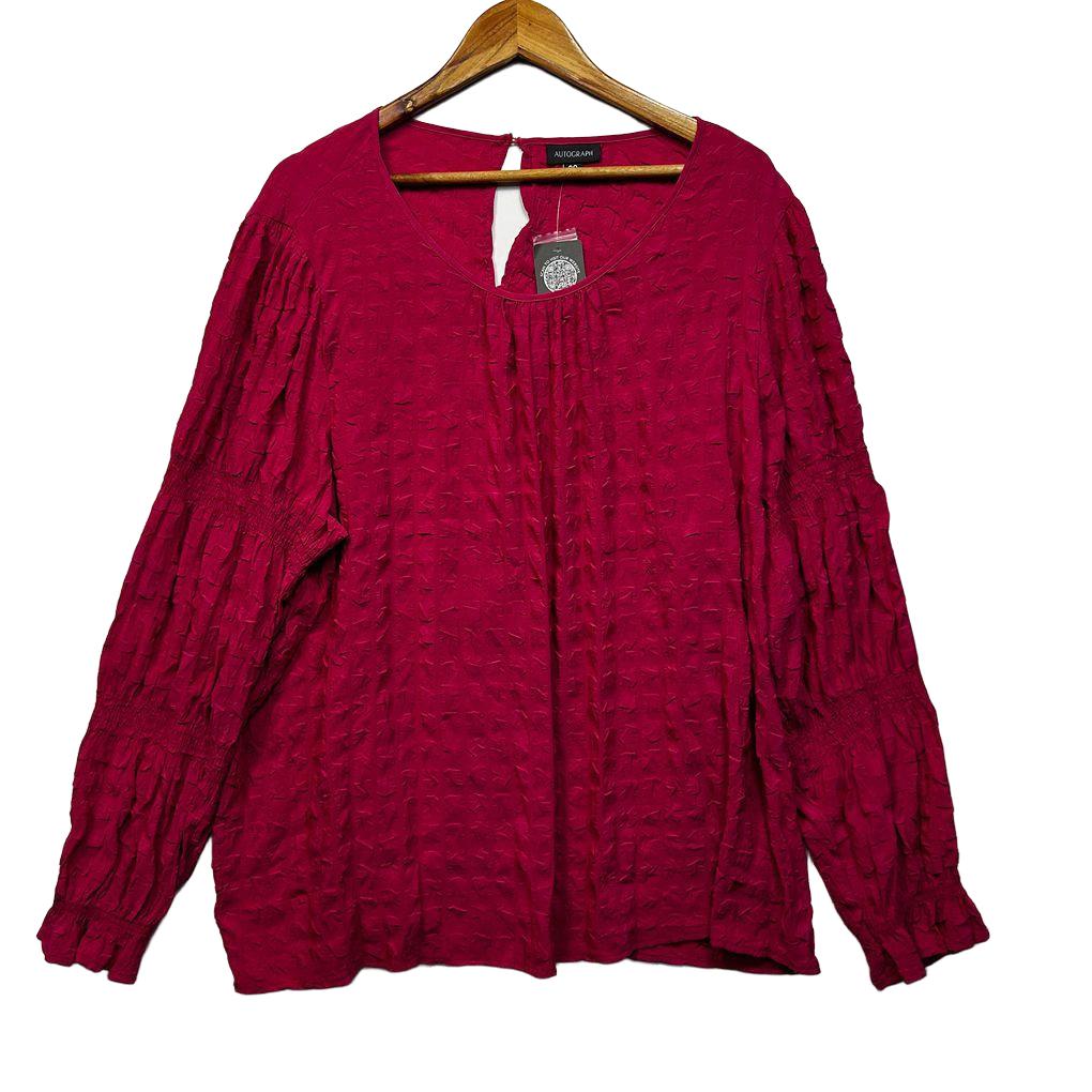 Autograph Pink Crinkle Textured Top - Size 20