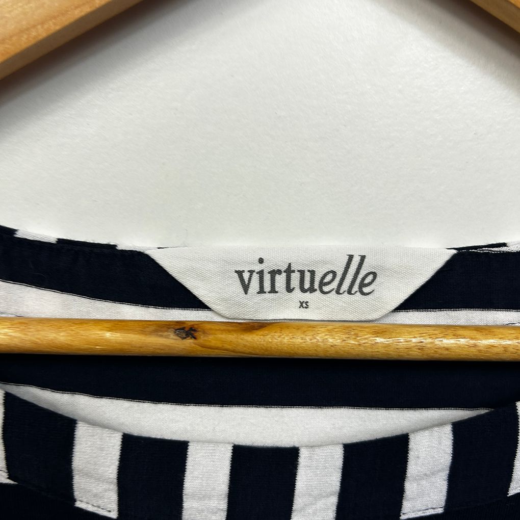 Virtuelle Black Embellished Striped Top - Size XS/14