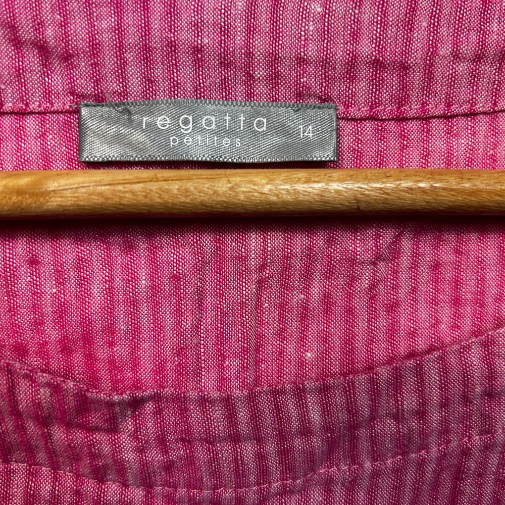 Regatta Pink Striped Linen Top - Size 14