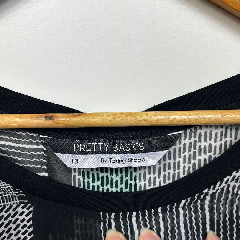 Taking Shape Black and White Sheer Print Top - Size 18