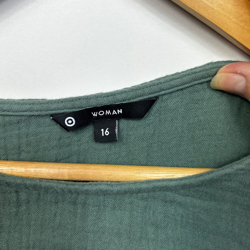 Target Green Cotton Short Sleeve Top - Size 16