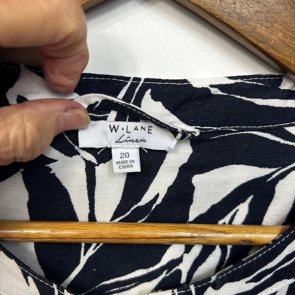 W.Lane Navy Linen Shirt - Size 20