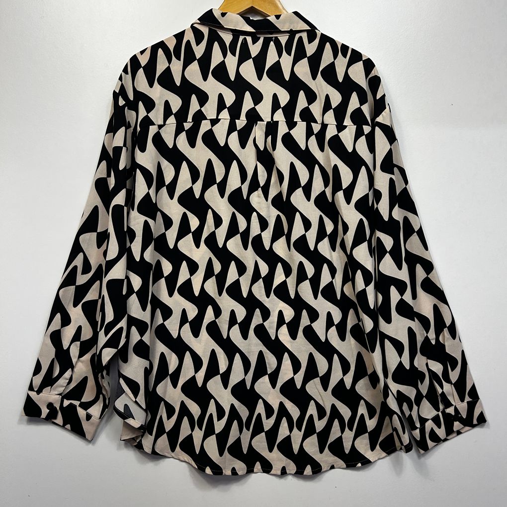 You + All Black and Cream Geometric Shirt - Size 22