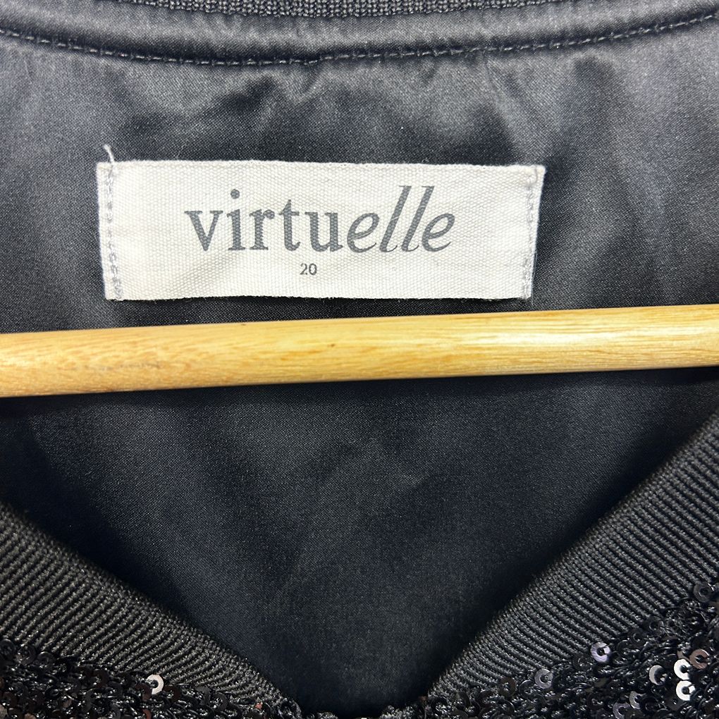 Virtuelle Black Sequin Full Zip Up Jacket - Size 20