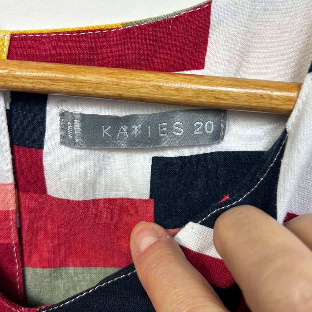 Katies Multicoloured Linen Sleeveless Top - Size 20