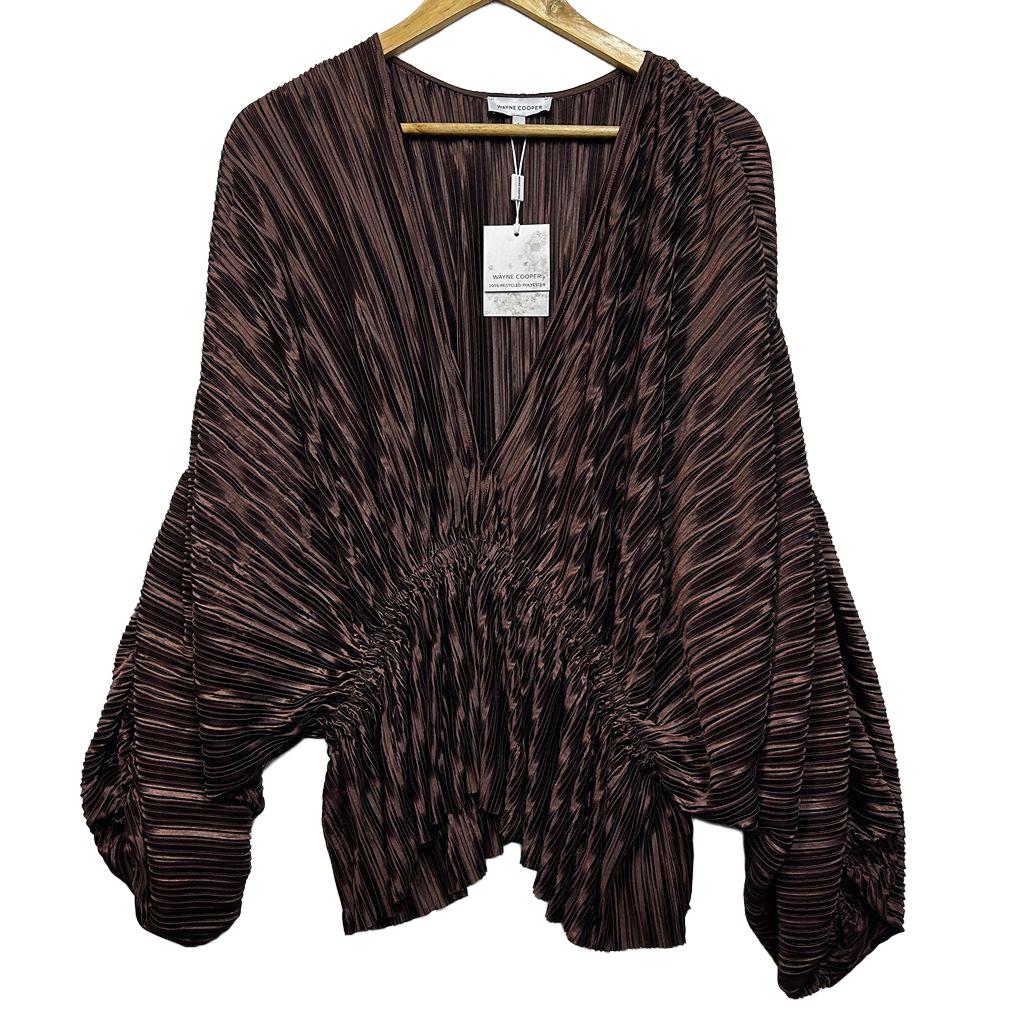 Wayne Cooper Chocolate Pleated Top - Size L
