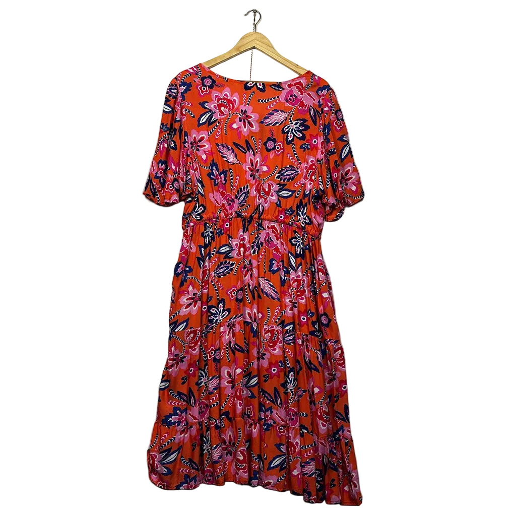 Beme Orange Plus Size Floral Dress - Size 22 RRP $89.99