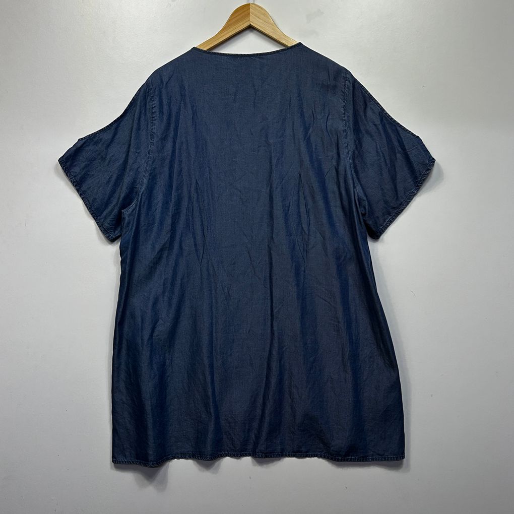 Virtuelle Blue Plus Size Chambray Cold Shoulder Top - Size 20