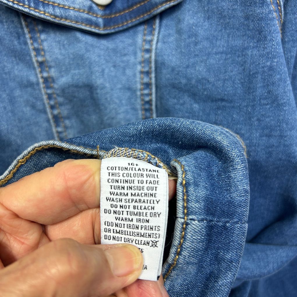 Belle Curve Blue Cotton Denim Jacket - Size 16