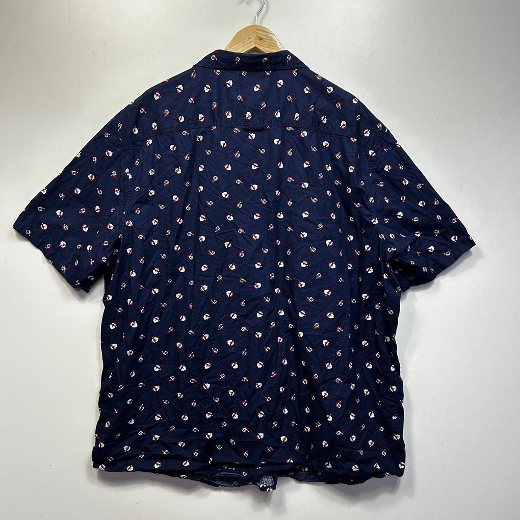 Joe & Co Navy Santa Christmas Cotton Mens Shirt - Size 7XL