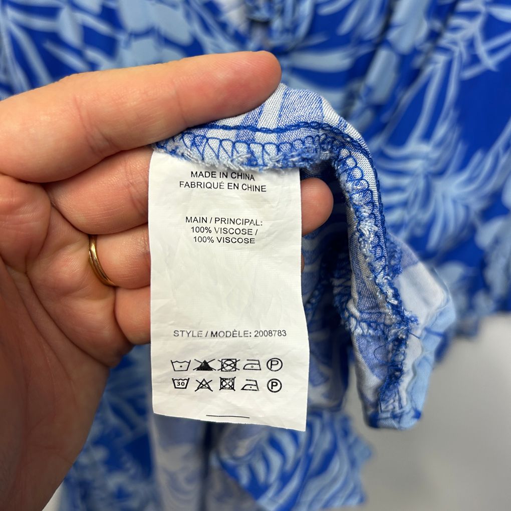 Millers Blue Palm Print Top - Size 16