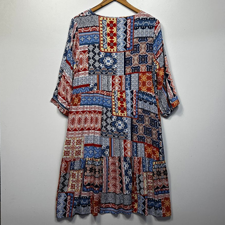 Millers Multicoloured Patchwork Dress - Size 14
