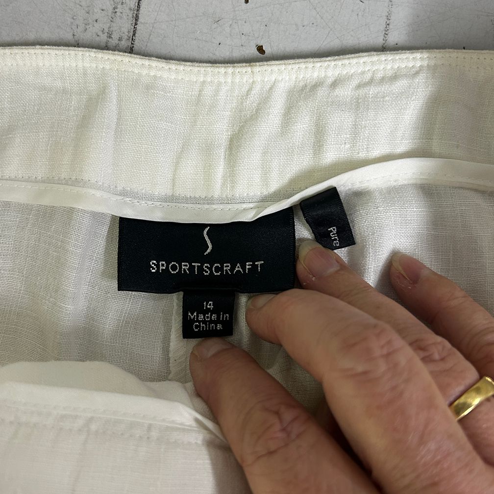Sportscraft White Linen Pants - Size 14