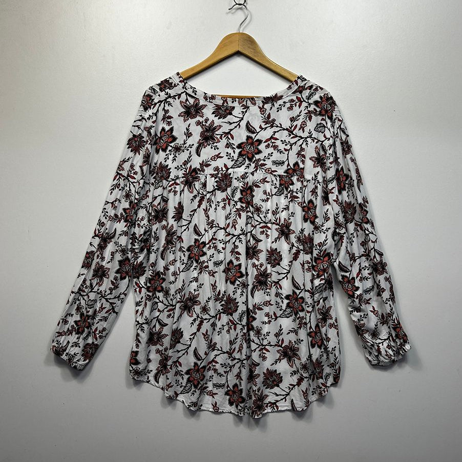 Autograph White Black Floral Plus Size Top - Size 20