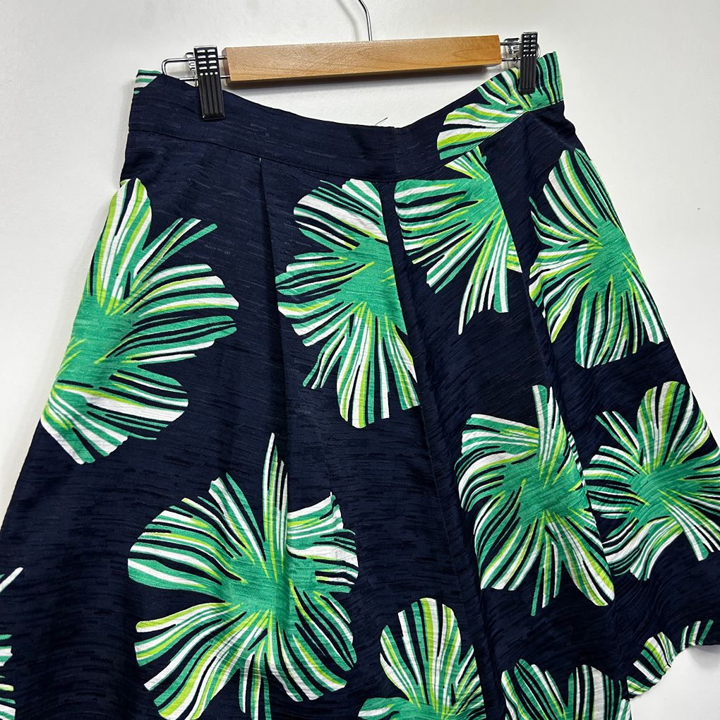 Portmans Navy Green Print Skirt - Size 14?