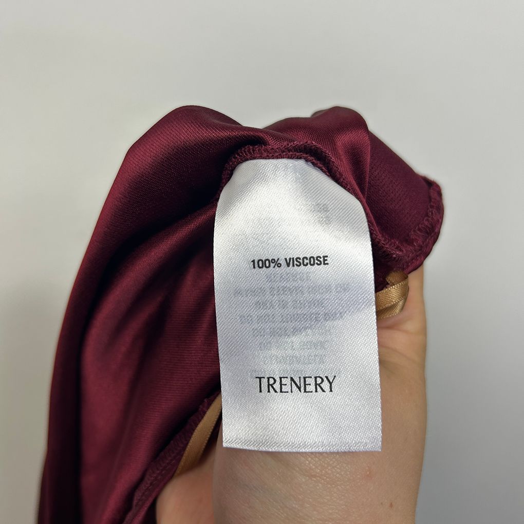 Trenery Burgundy Satin Midi Skirt - Size 16