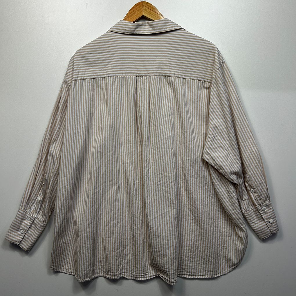 Preview Beige Striped Cotton Shirt - Size 18