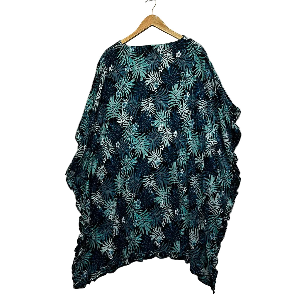 Millers Teal Palm Print Kaftan Top - Size 20