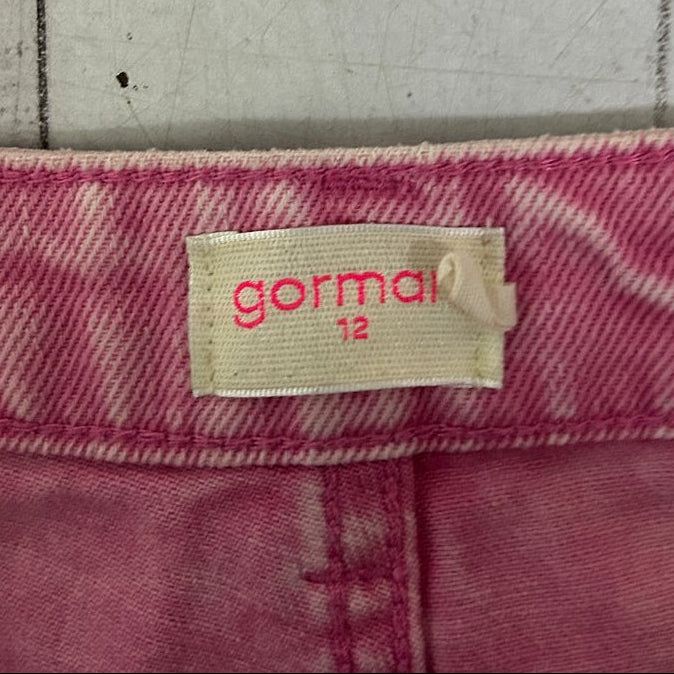 Gorman Wide Leg Jeans Pink Acid Wash Cropped High Rise Denim Pants - Size 12