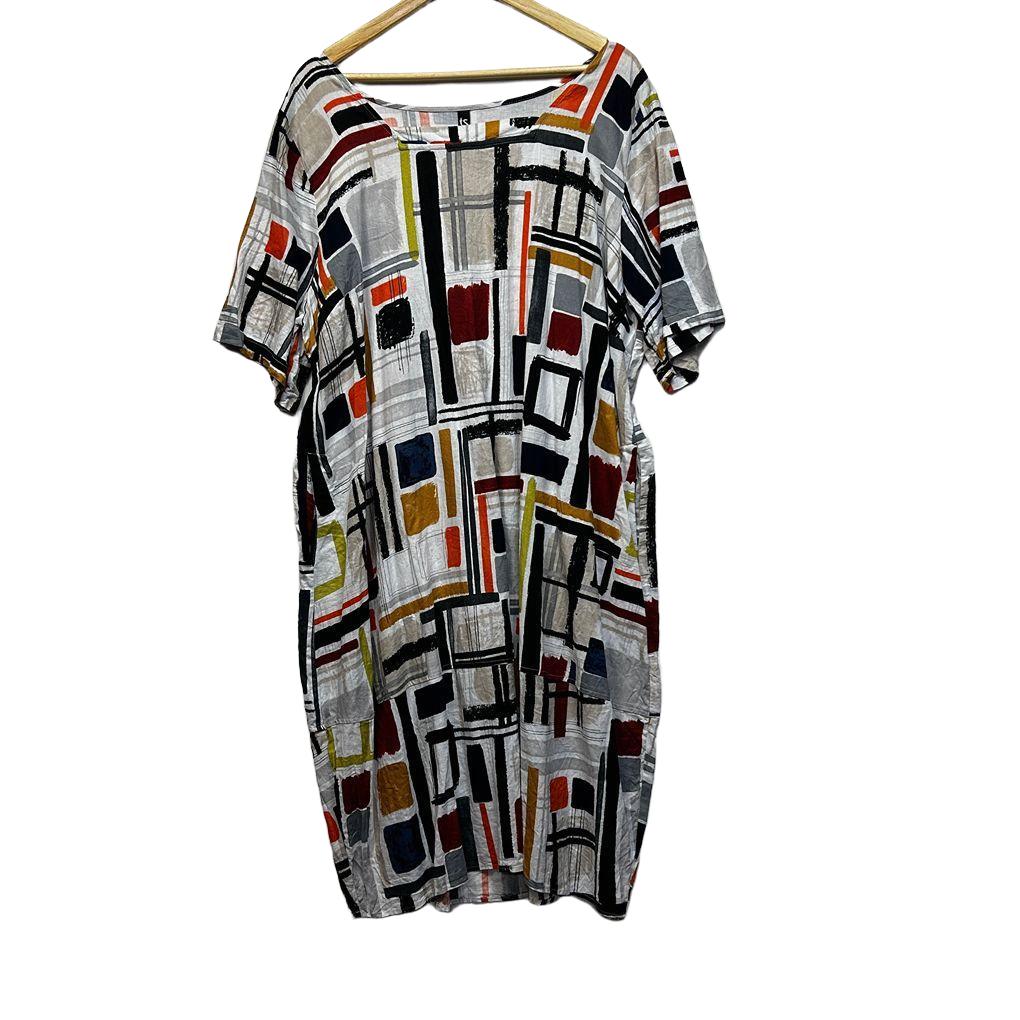 Taking Shape Print Linen Top - Size 22