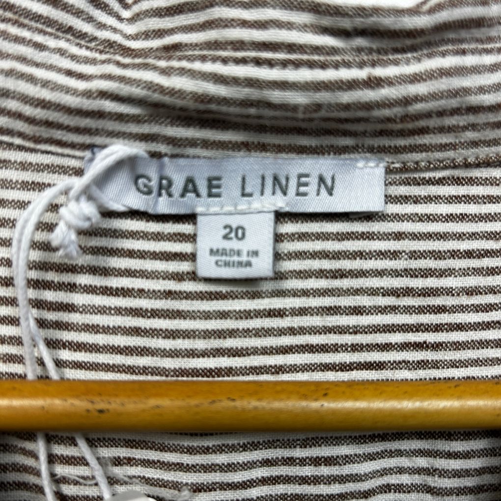 Suzanne Grae Linen Mocha Striped Shirt - Size 20