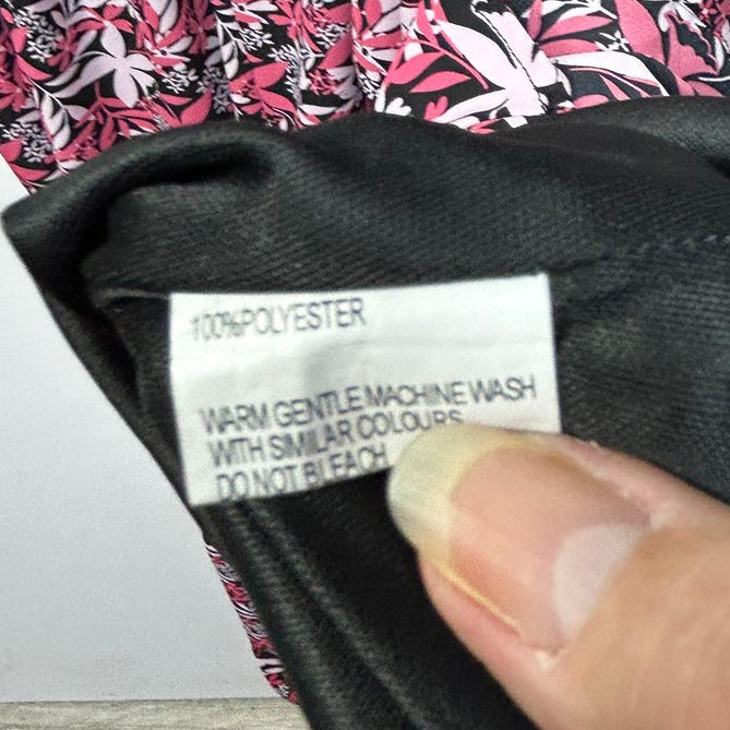 Love Your Wardrobe Pink Black Floral Maxi Dress - Size 20