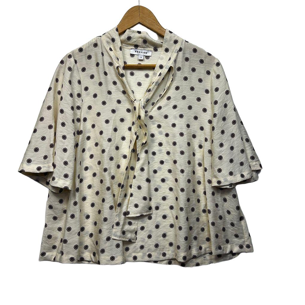 Preview Cream Flutter Sleeve Top - Size 14