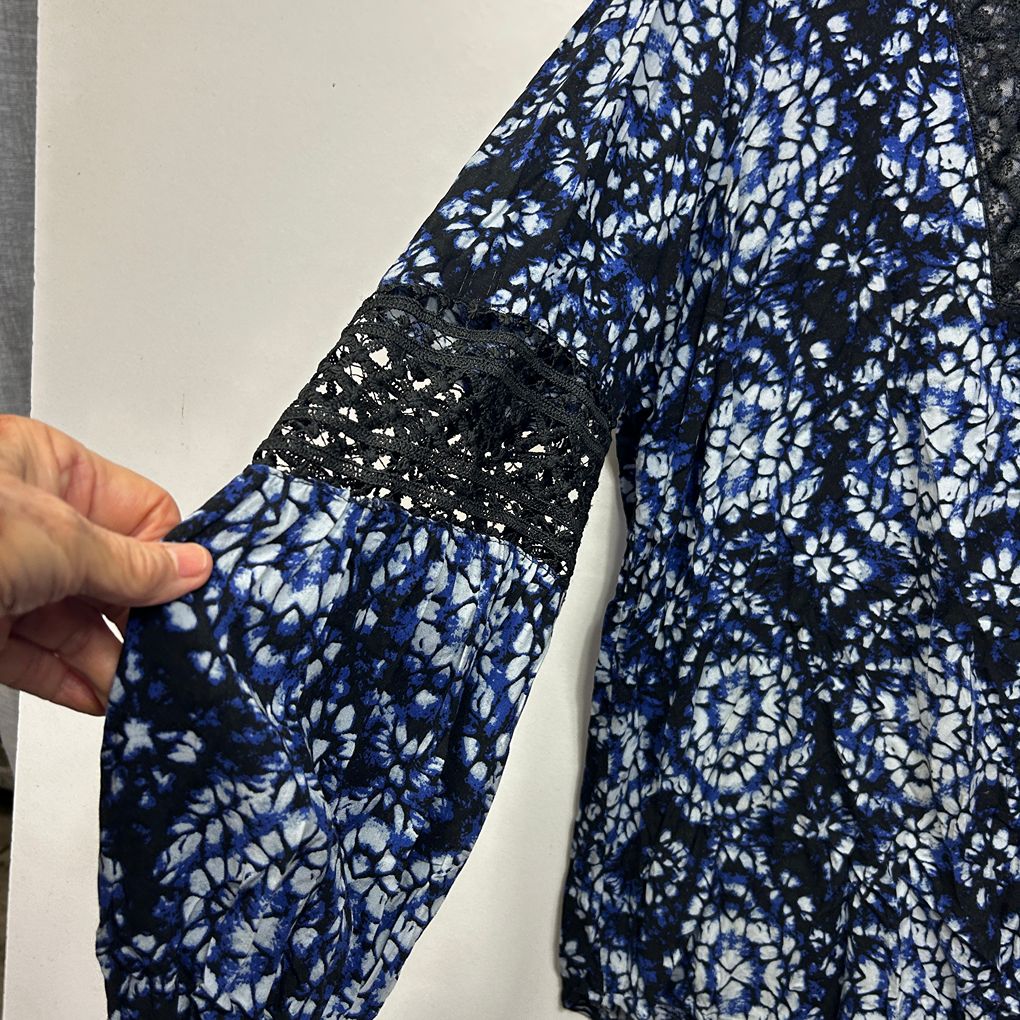Rockmans Blue Black Print Plus Size Top - Size 18