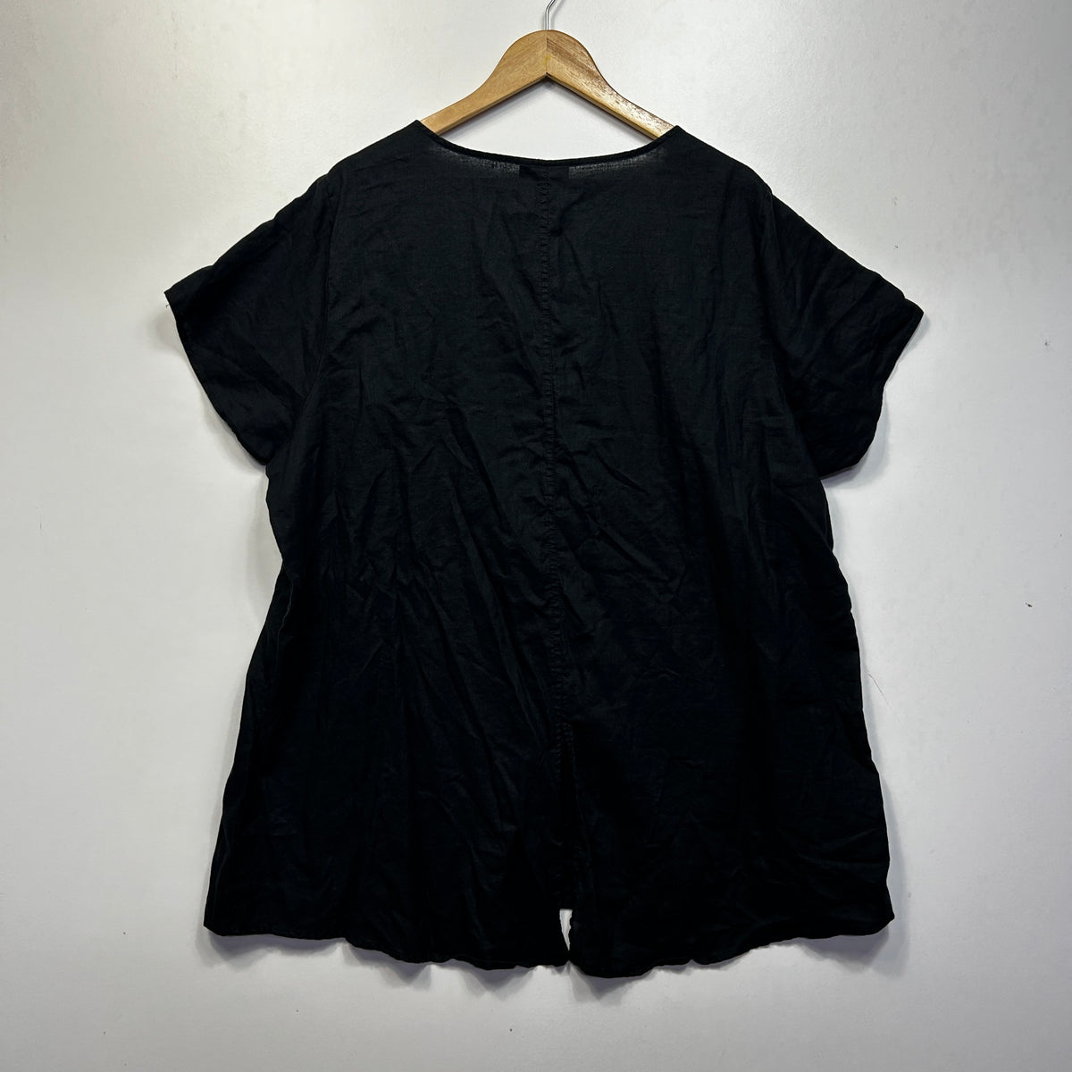 Autograph Black Plus Size V Neck Linen Top - Size 22