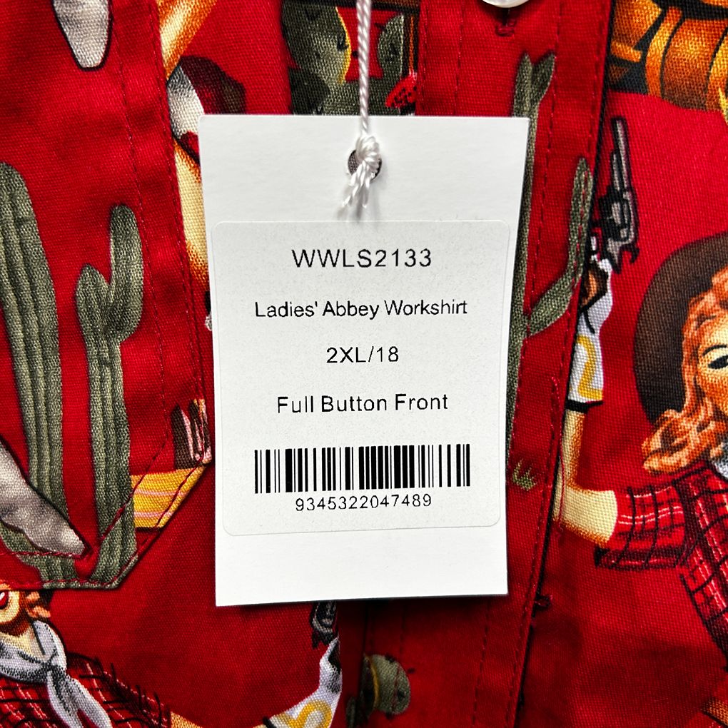 Just Country Red Cowgirl Abbey Workshirt Cotton Shirt - Size 2XL/18