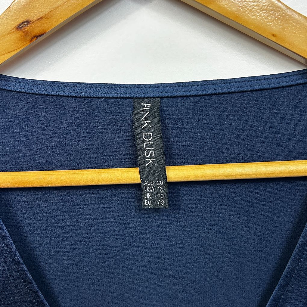 Pink Dusk Navy Billow Sleeve Top - Size 20