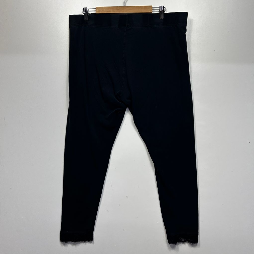 Avella Black Cotton Lace Trim Pants - Size 22 (fault)