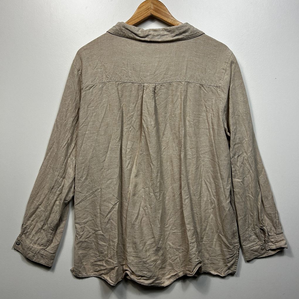 Suzanne Grae Linen Beige Linen Shirt - Size 20