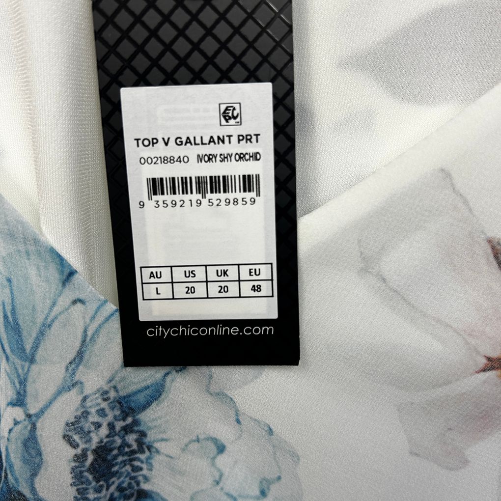 City Chic White Floral Top - Size 20