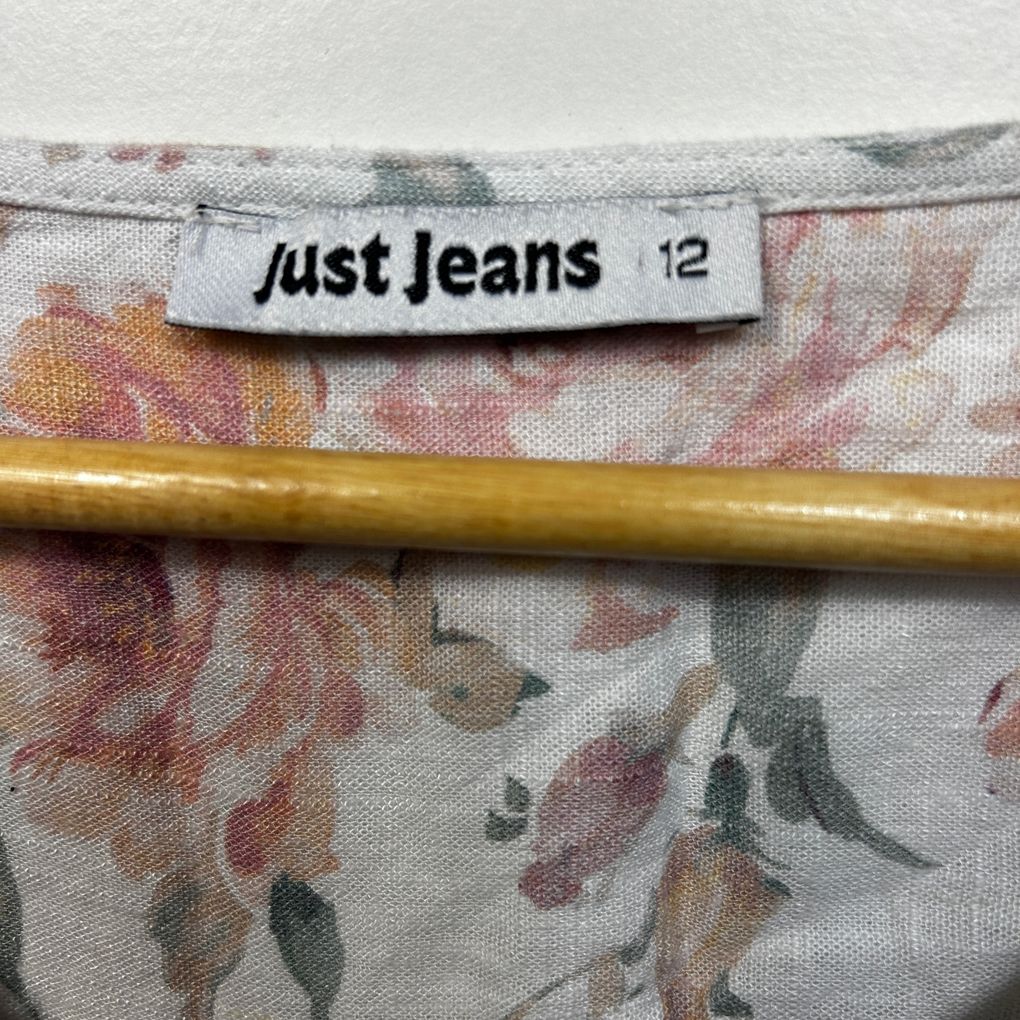 Just Jeans White Floral Linen Dress - Size 12