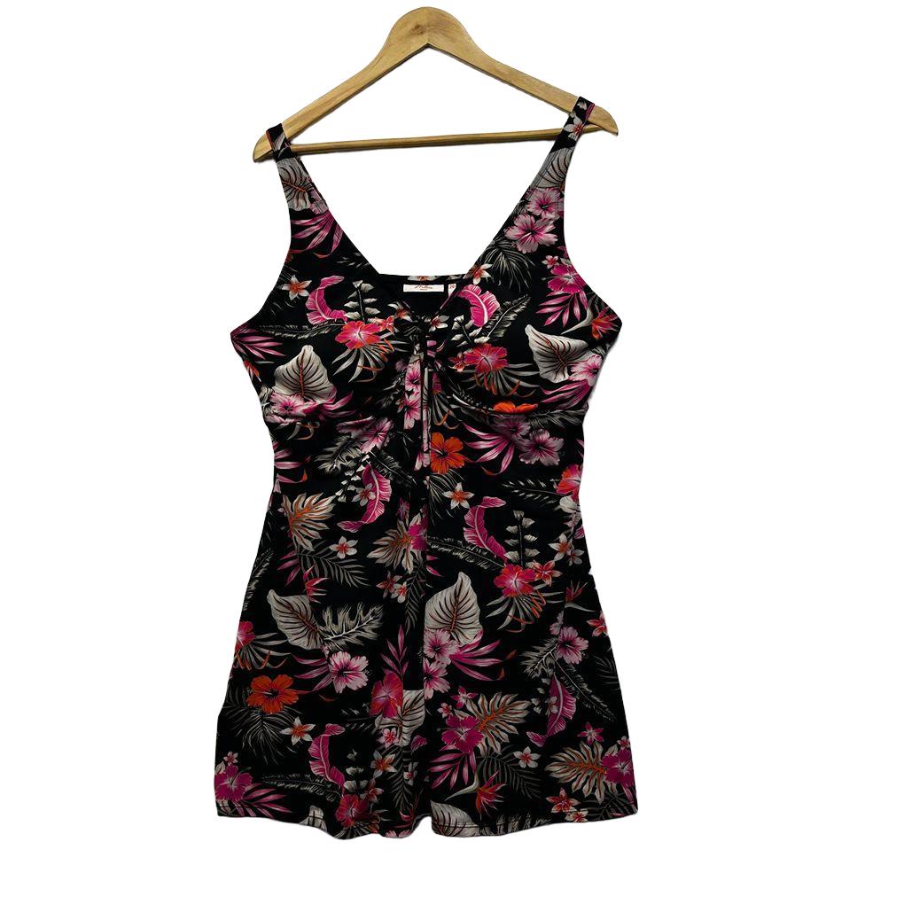 Millers Black Floral Plus Size Swim Dress - Size 20