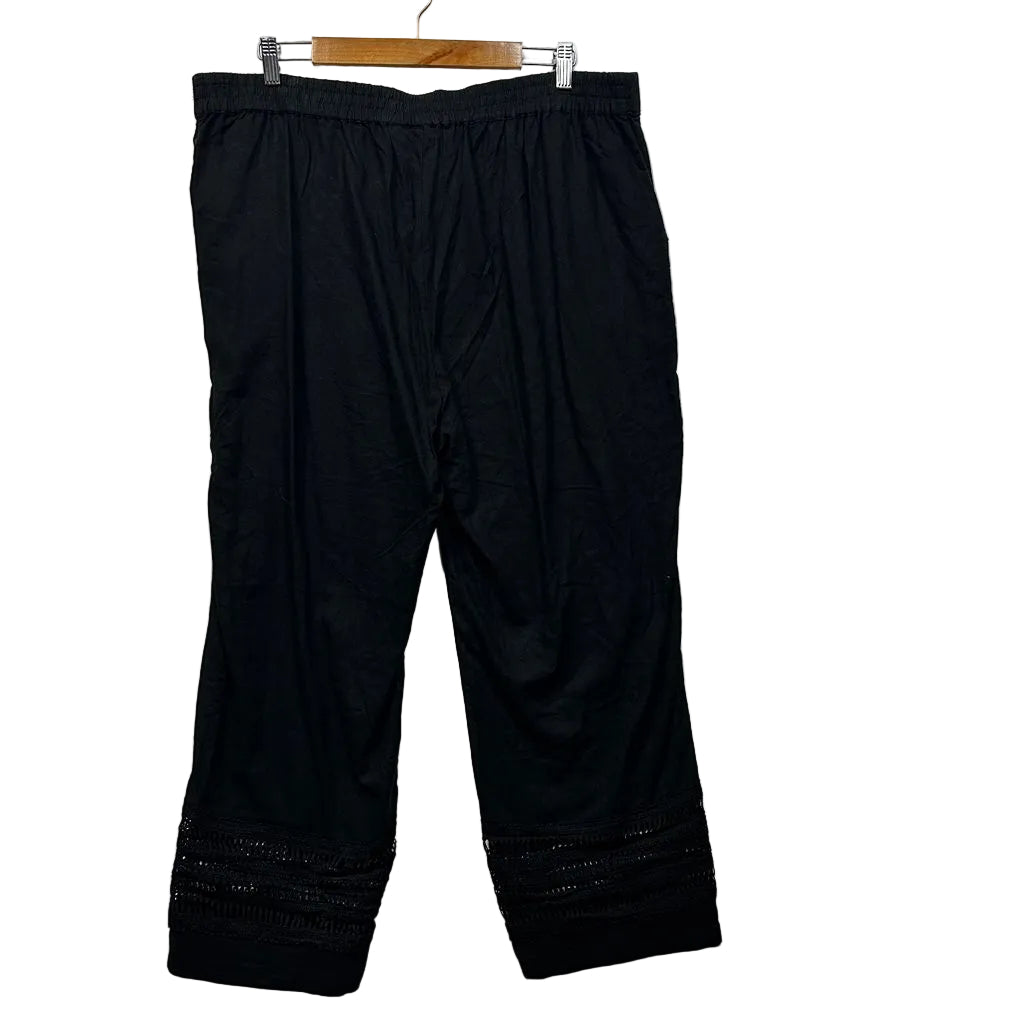 Katies Black Linen Crop Pants - Size 18