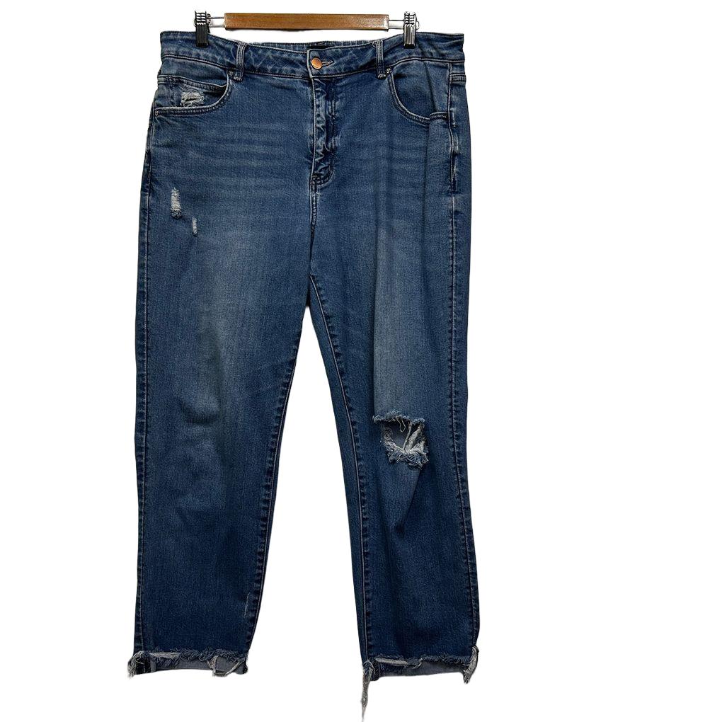 Just Jeans Super Vintage Relaxed Mid Rise Ankle Ripped Jeans - Size 14