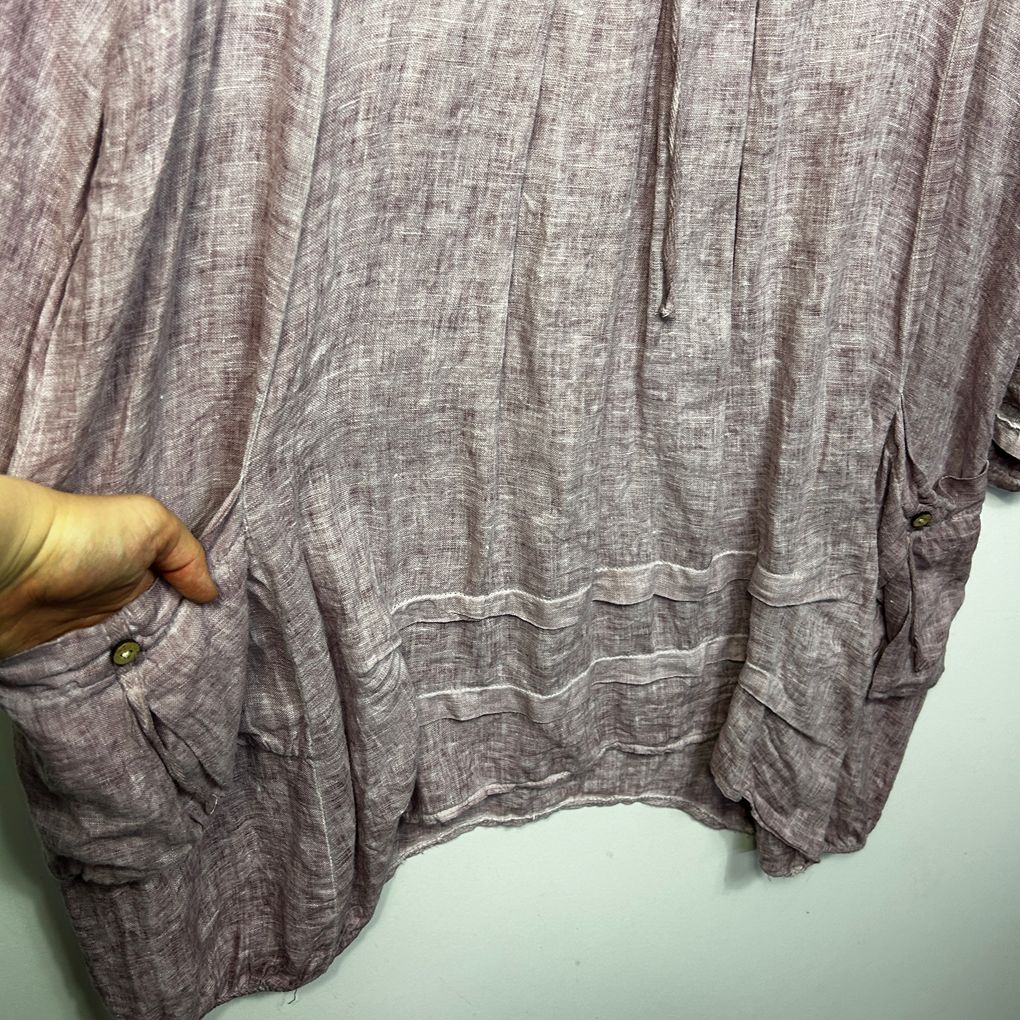 Donna Donna Purple Oversized Linen Top - Size S/M (Fit up to a 16)