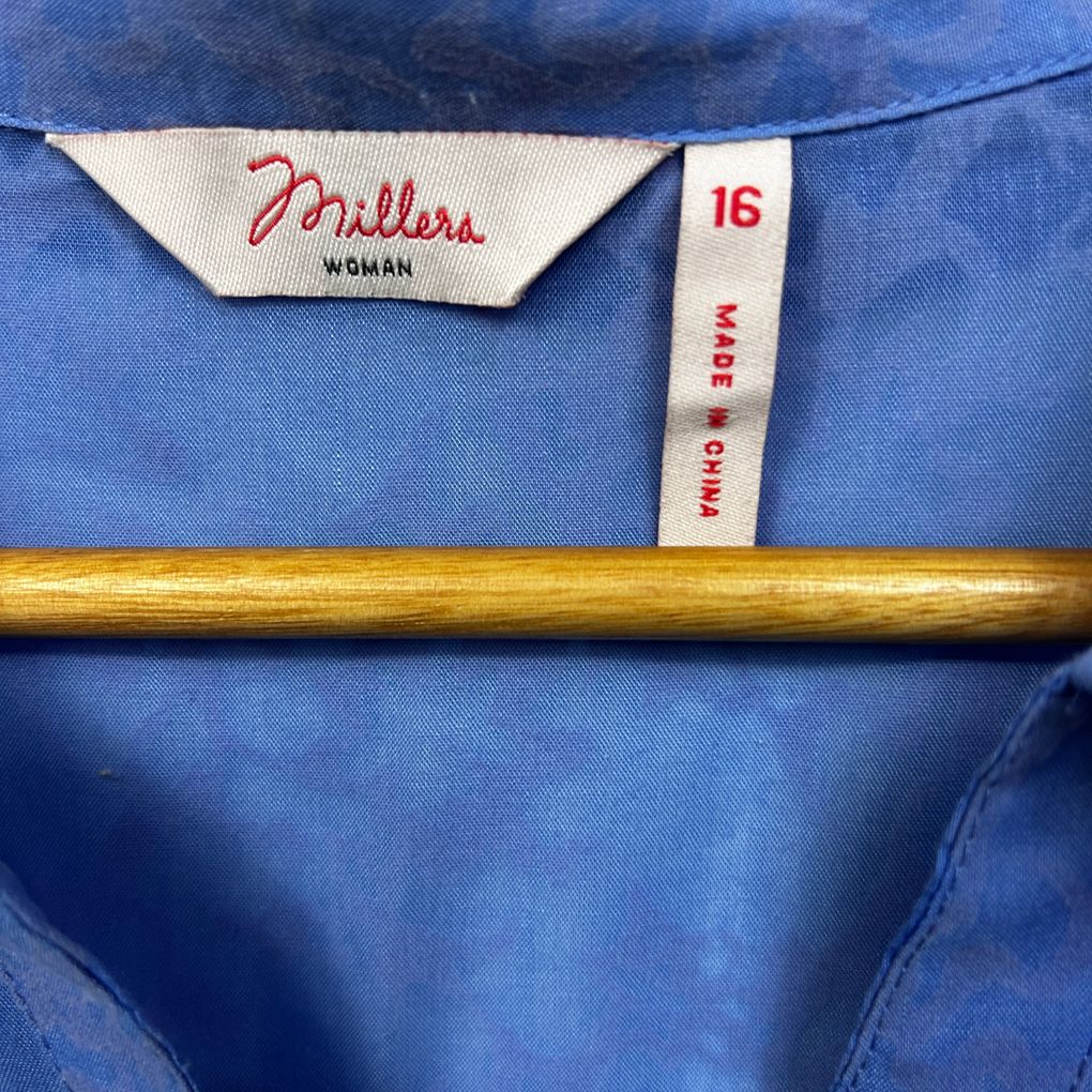 Millers Blue Cotton Shirt - Size 16