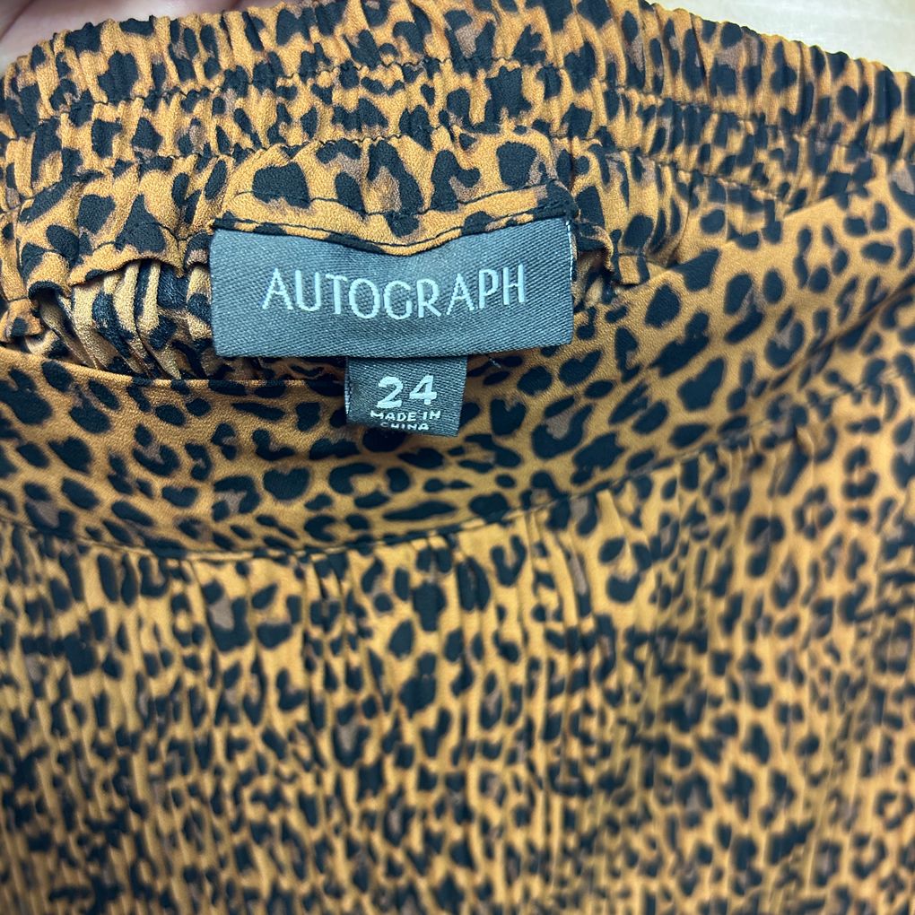 Autograph Brown Animal Print Plus Size Pleated Skirt - Size 24 RRP $89.99