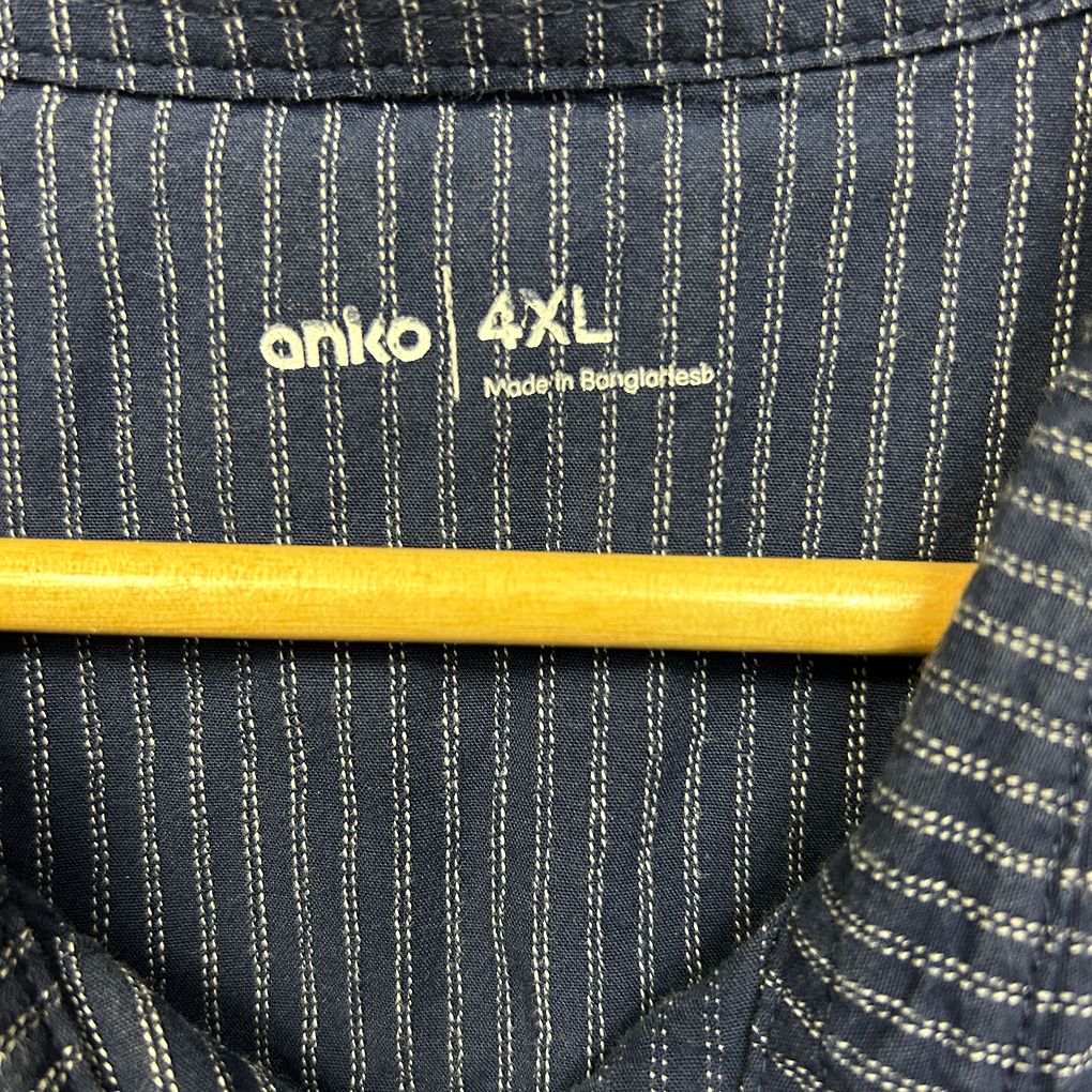 Anko Navy Striped Cotton Shirt - Size 4XL